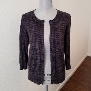 LOFT Black and Grey Print Cardigan